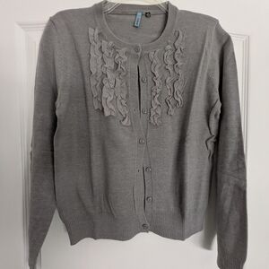 Gray Ruffle Cardigan